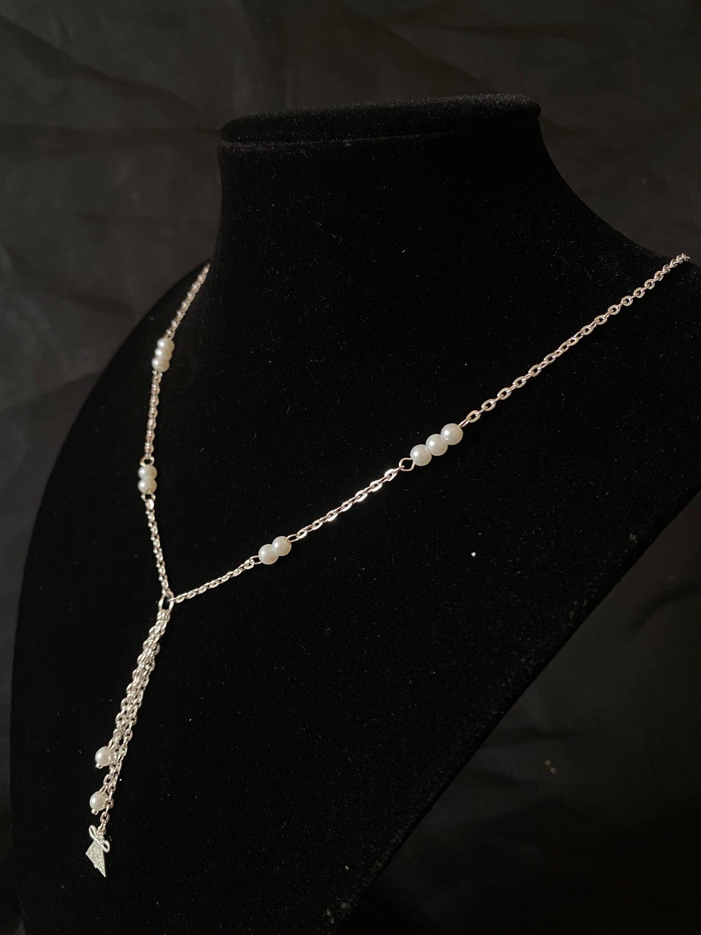 SCN413 Beautiful Chain Necklace w/ Glass Pearl & Phiaj