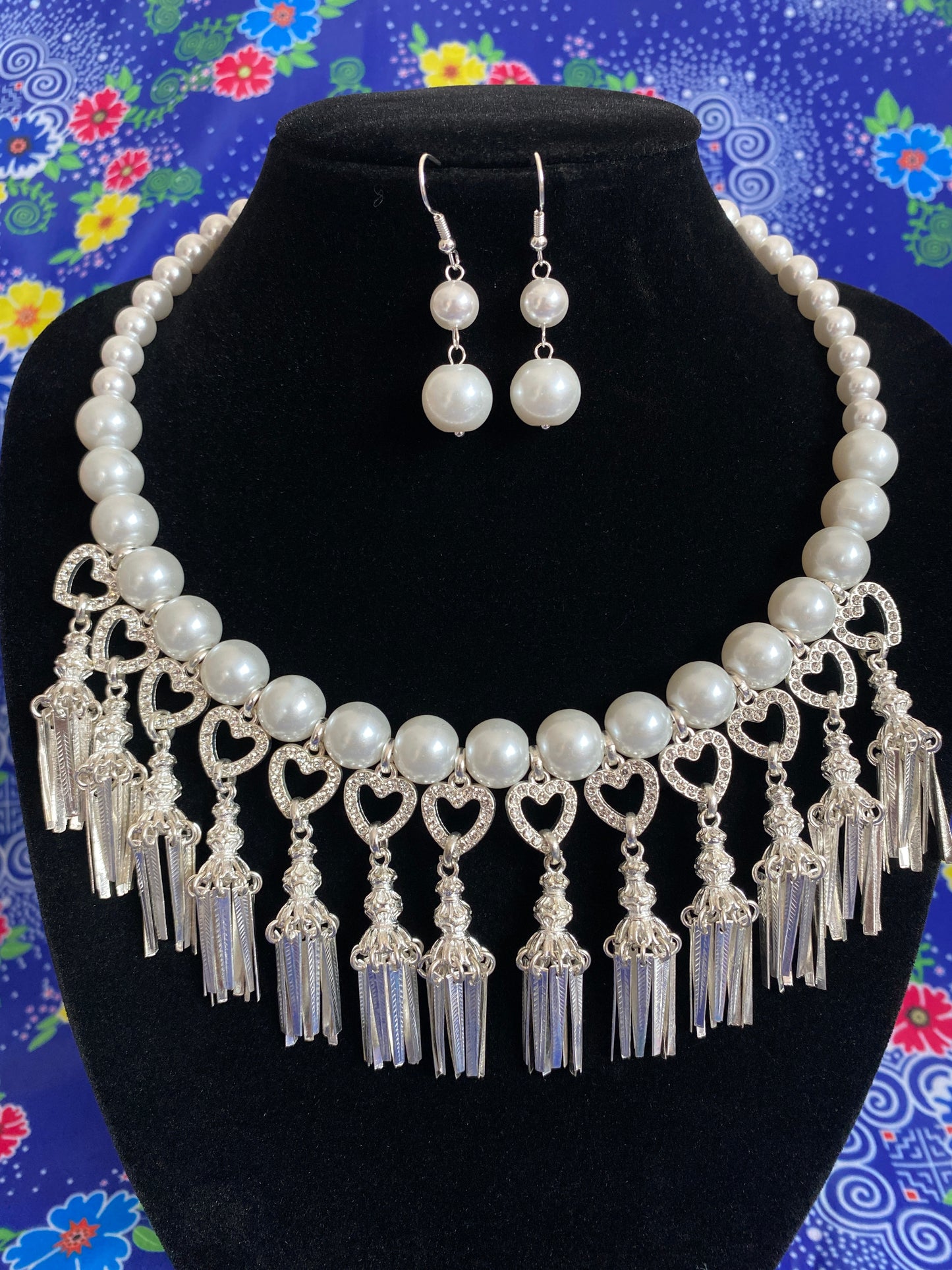 GPN174 Unique Glass Pearl Necklace w/Earrings