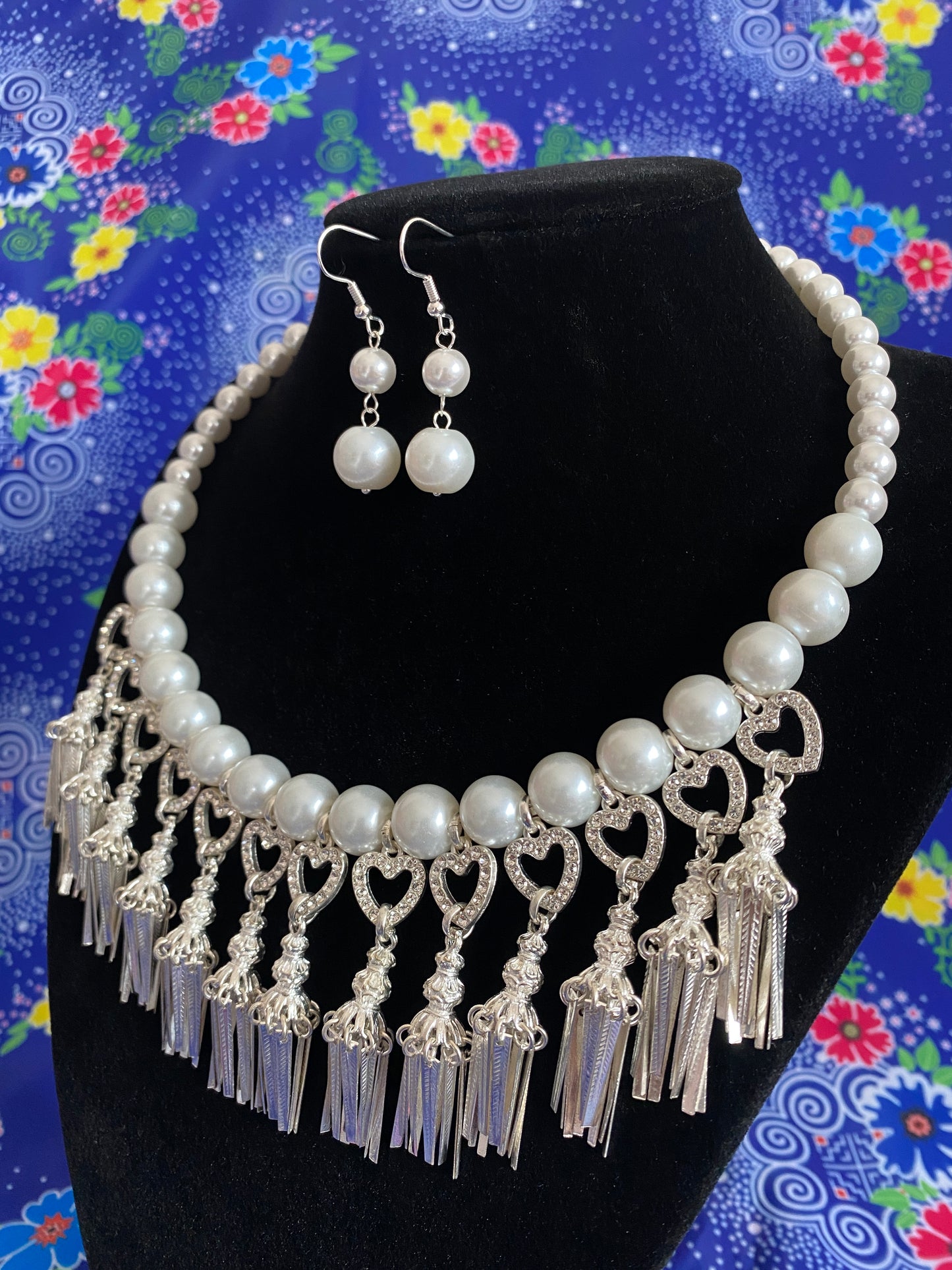 GPN174 Unique Glass Pearl Necklace w/Earrings