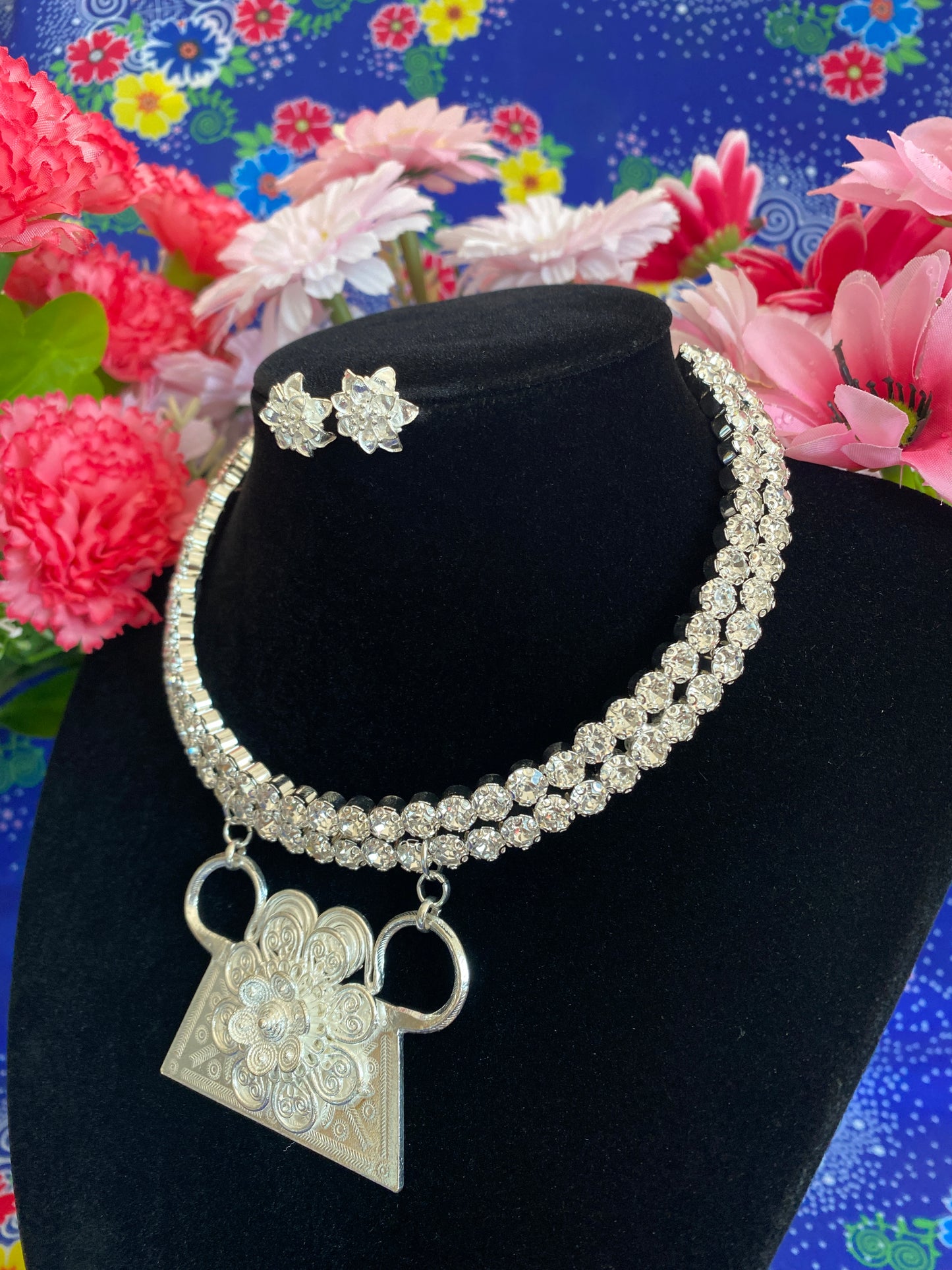 RSN419 Rhinestone Necklace w/Earring