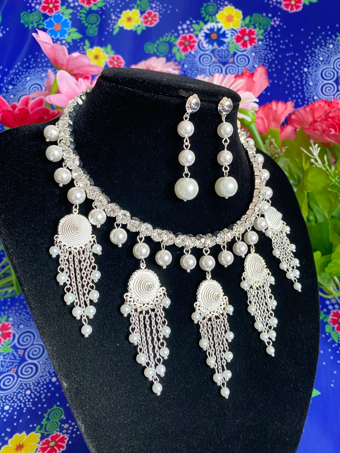 RSN051 Rhinestone Necklace w/Earrings
