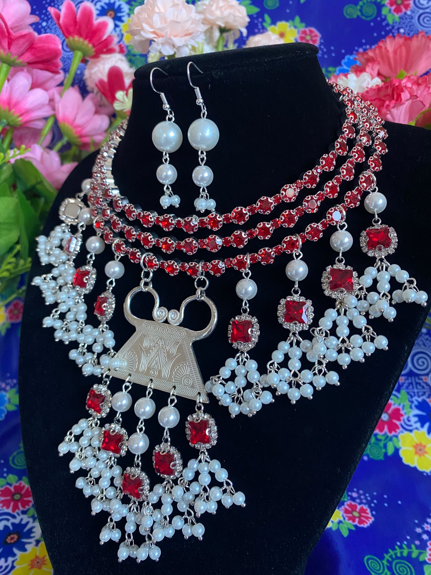 RSN061 Rhinestone Necklace w/Earrings