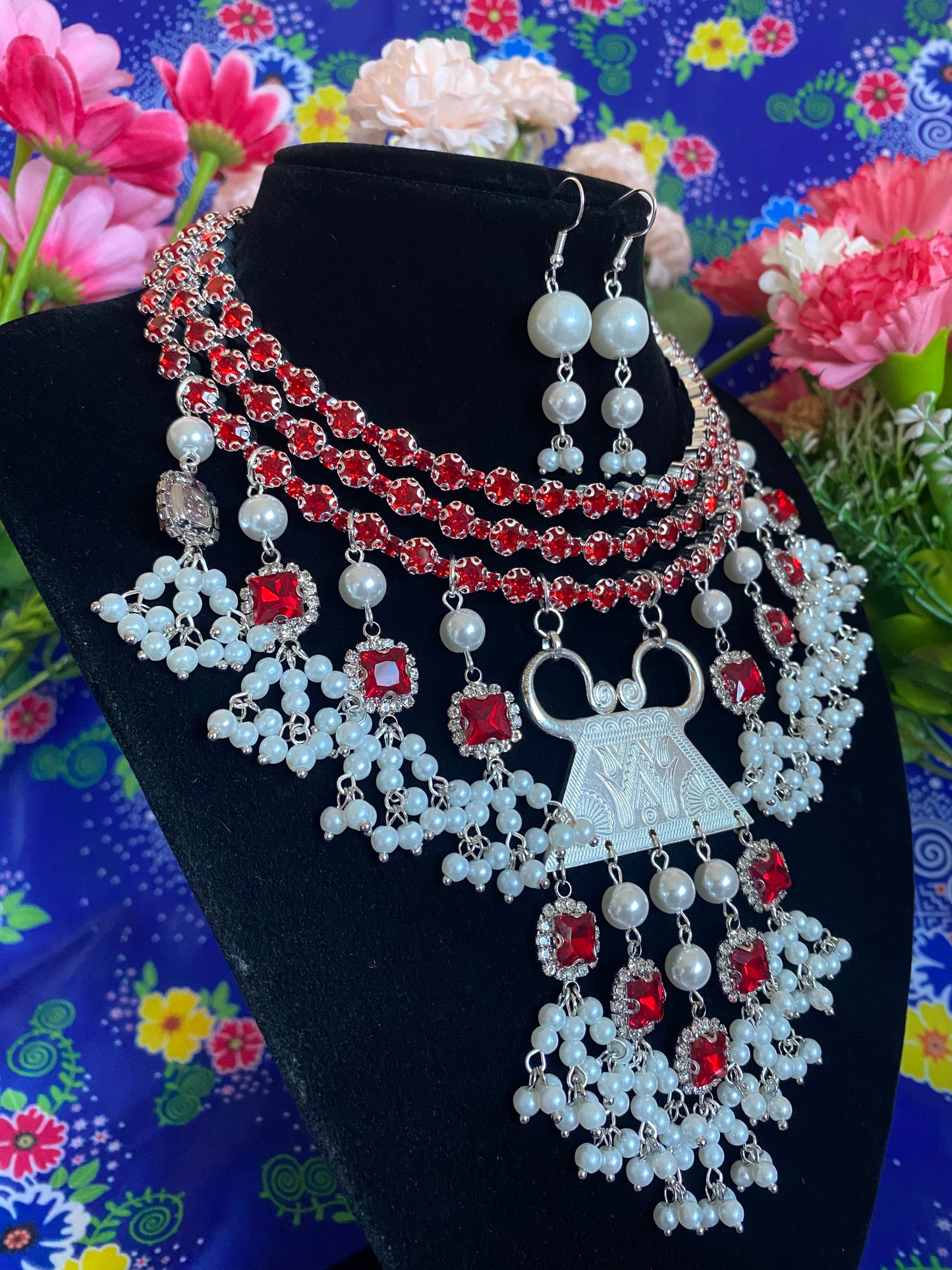 RSN061 Rhinestone Necklace w/Earrings
