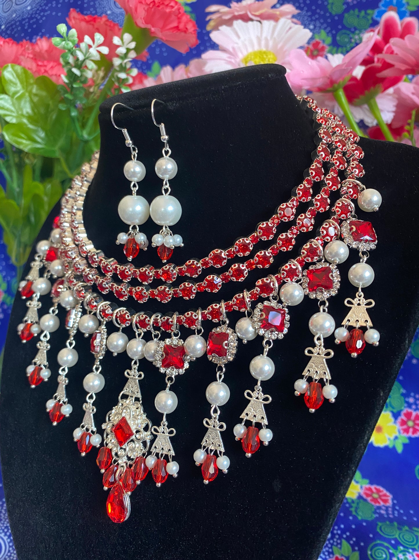 RSN088 Rhinestone Necklace w/Earrings