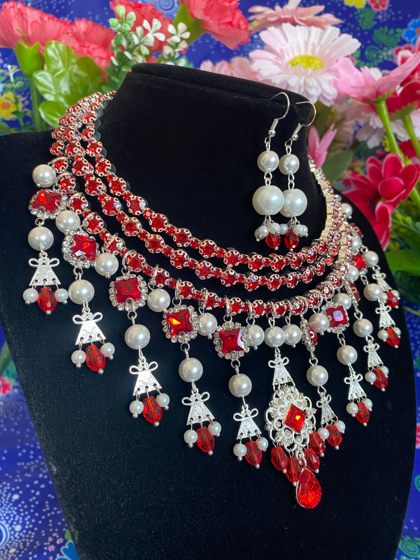 RSN088 Rhinestone Necklace w/Earrings