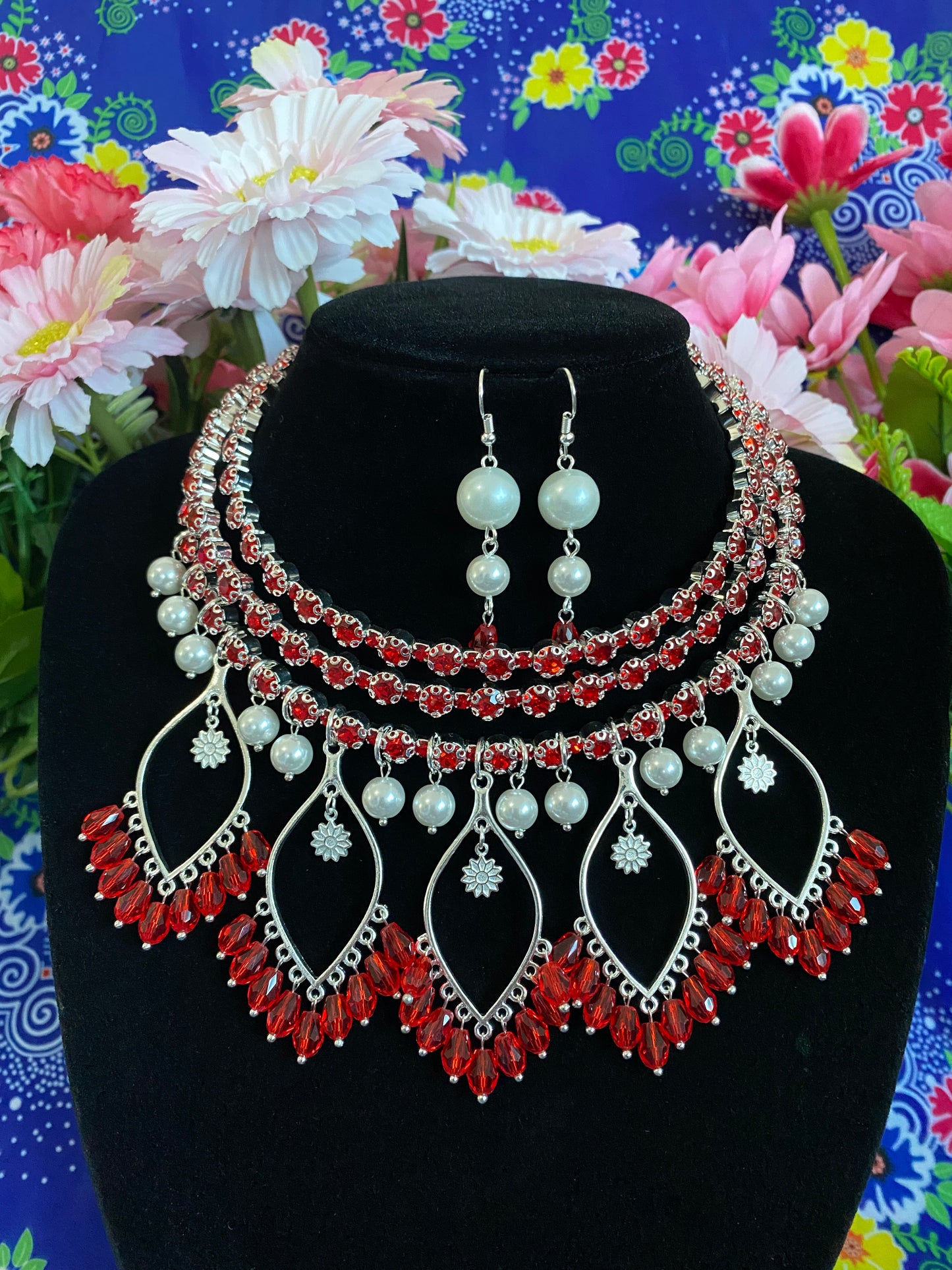 RSN090 Rhinestone Necklace w/Earrings