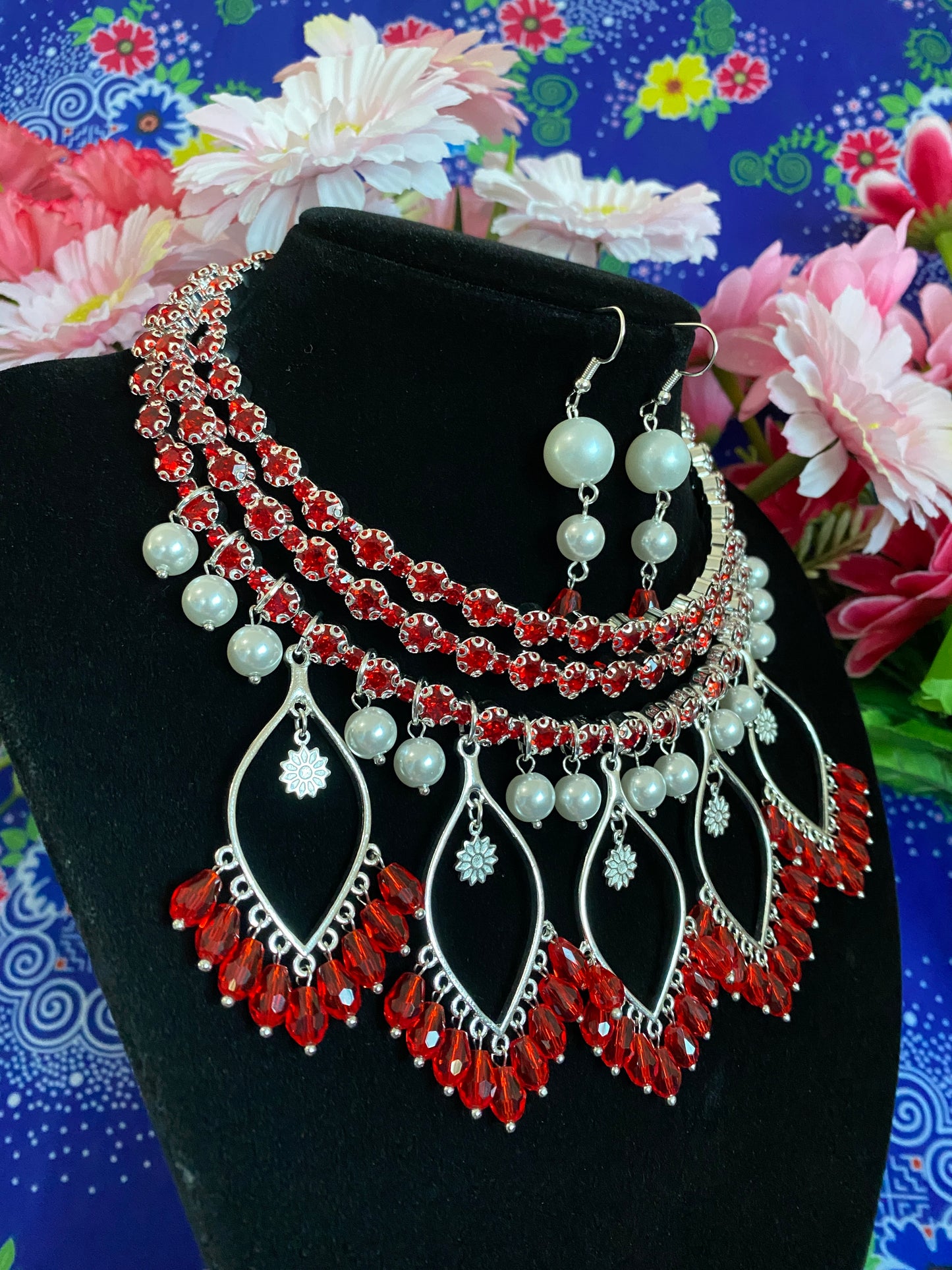 RSN090 Rhinestone Necklace w/Earrings