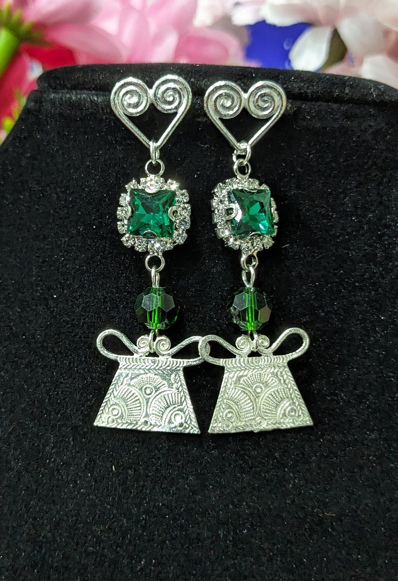 Green Rhinestone Phiaj Earring