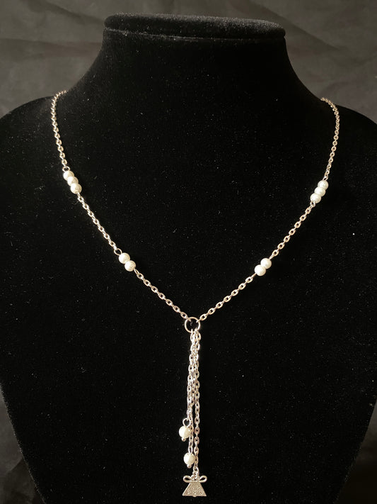 SCN413 Beautiful Chain Necklace w/ Glass Pearl & Phiaj