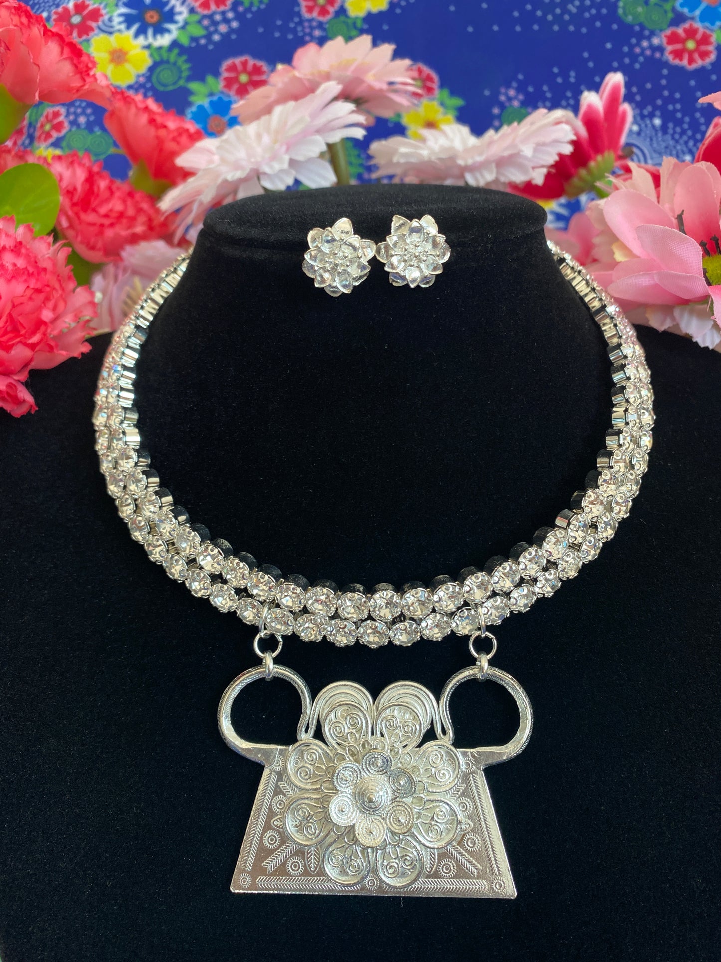 RSN419 Rhinestone Necklace w/Earring