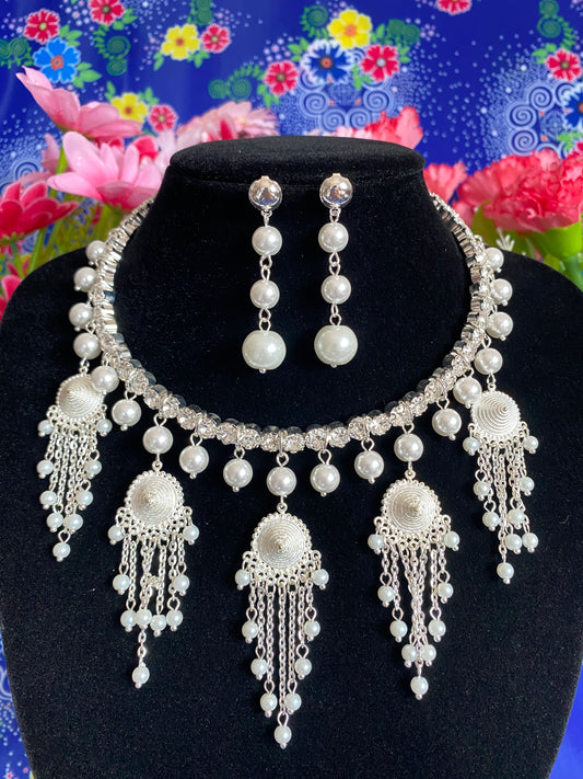 RSN051 Rhinestone Necklace w/Earrings