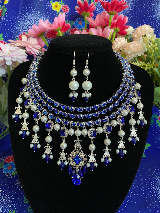 RSN055 Rhinestone Necklace w/Earrings