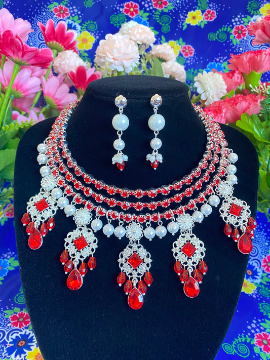 RSN045 Rhinestone Necklace w/Earrings