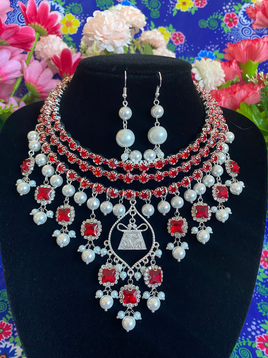 RSN046 Rhinestone Necklace w/Earrings