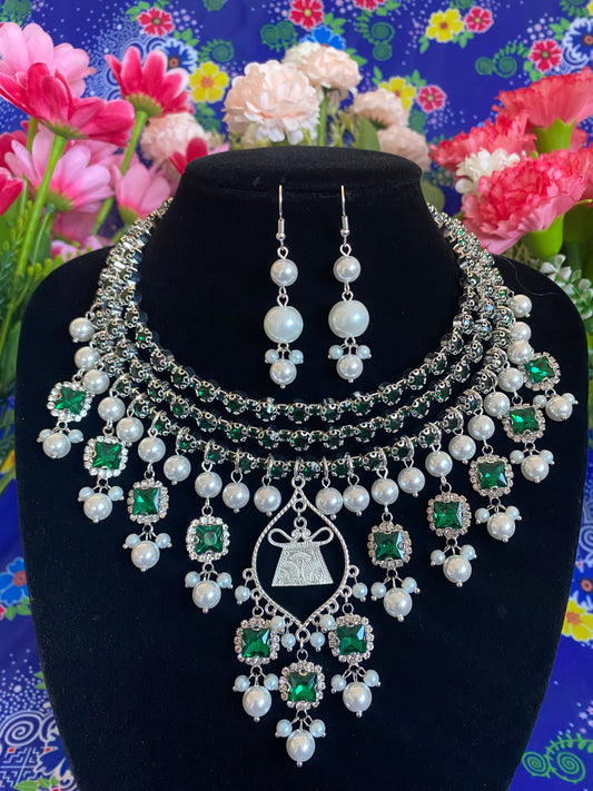 RSN058 Rhinestone Necklace w/Earrings