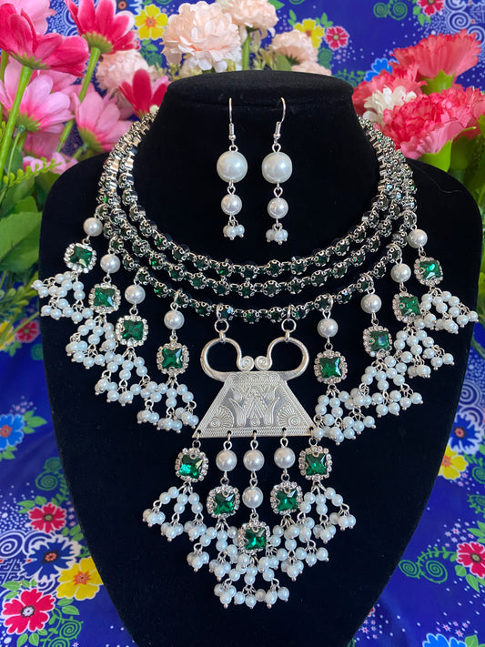 RSN059 Rhinestone Necklace w/Earrings