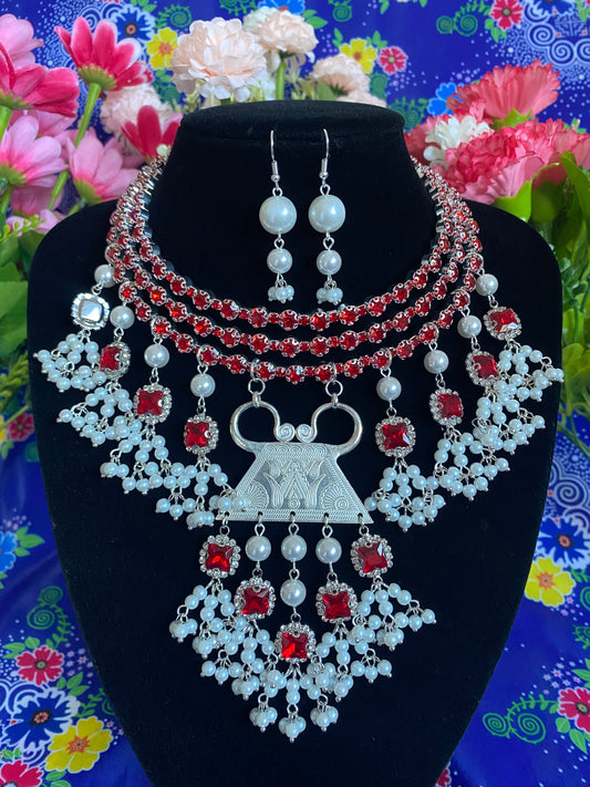 RSN061 Rhinestone Necklace w/Earrings