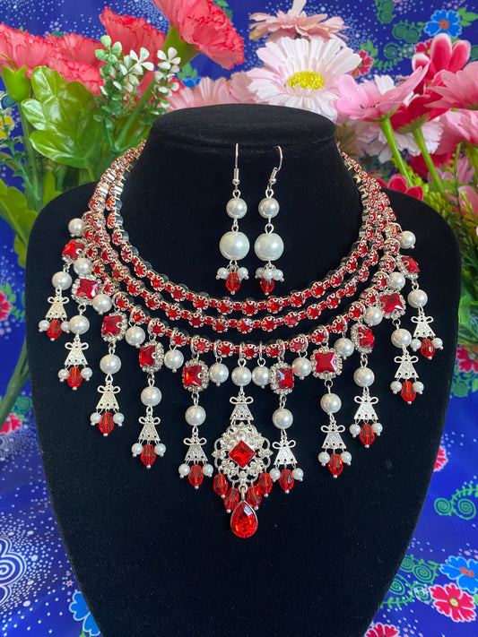 RSN088 Rhinestone Necklace w/Earrings