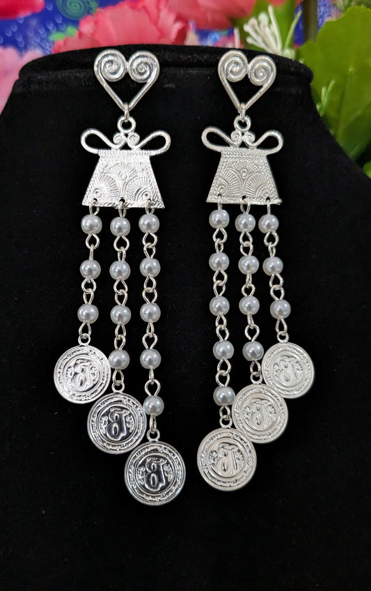 Heart & Pearl Dangle Earrings E246